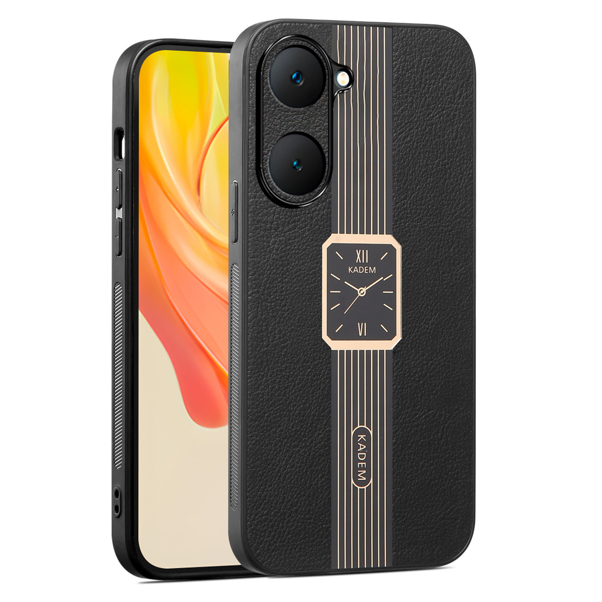 KADEM For vivo Y03 Case Impact Resistant PU+TPU+Acrylic Watch Pattern Phone Cover KADEM For vivo Y03 Case Impact Resistant PU+TPU+Acrylic Watch Pattern Phone Cover